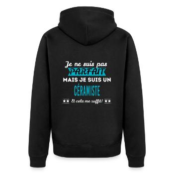 Je ne suis pas parfait CÉRAMISTE - Veste à capuche bio Premium Unisexe - noir - Dos - Nico (187cm)