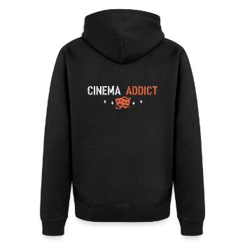 Cinema addict - Unisex Premium Organic Zip Hoodie - black - Back - Nico (187cm)