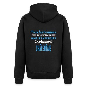 tous les hommes naissent égaux Charentais - Veste à capuche bio Premium Unisexe - noir - Dos - Nico (187cm)