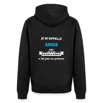 Je m'appelle excellence Angus - Veste à capuche bio Premium Unisexe - noir - Dos - Nico (187cm)