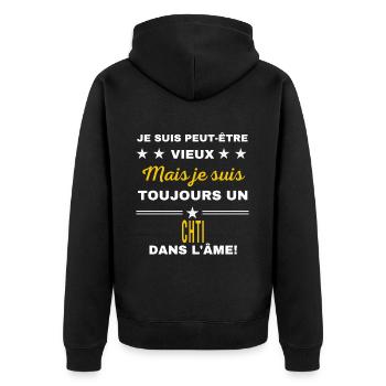 Je suis peut-être vieux CHTI - Veste à capuche bio Premium Unisexe - noir - Dos - Nico (187cm)