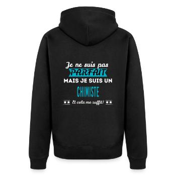 Je ne suis pas parfait CHIMISTE - Veste à capuche bio Premium Unisexe - noir - Dos - Nico (187cm)