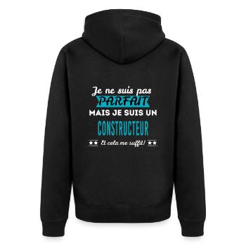 Je ne suis pas parfait CONSTRUCTEUR - Veste à capuche bio Premium Unisexe - noir - Dos - Nico (187cm)