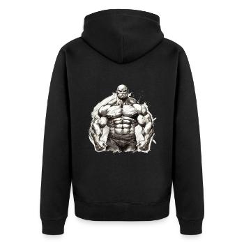 Bodybuilding Bodybuilder Gewichtheben Kraftsport - Unisex Premium Bio Zip Hoodie - Schwarz - Hinten - Nico (187cm)