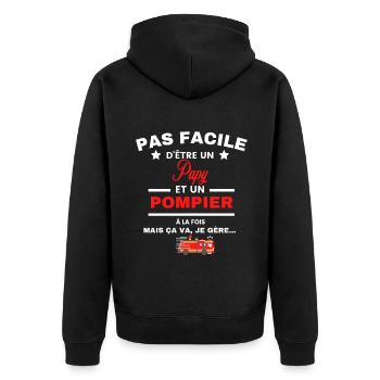 pas facile d'être POMPIER et Papy - Veste à capuche bio Premium Unisexe - noir - Dos - Nico (187cm)