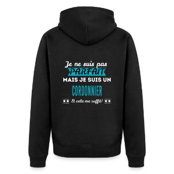 Je ne suis pas parfait CORDONNIER - Veste à capuche bio Premium Unisexe - noir - Dos - Nico (187cm)