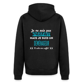 Je ne suis pas parfait DÉMÉNAGEUR - Veste à capuche bio Premium Unisexe - noir - Dos - Nico (187cm)