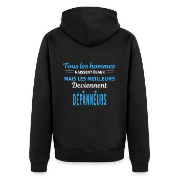 tous les hommes naissent égaux Dépanneurs - Veste à capuche bio Premium Unisexe - noir - Dos - Nico (187cm)