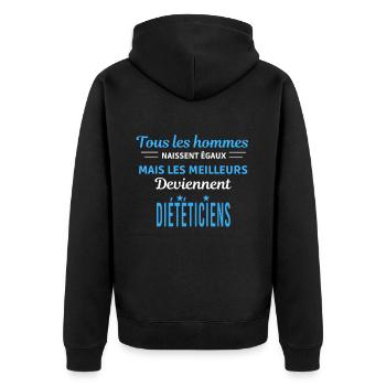 tous les hommes naissent égaux Diététiciens - Veste à capuche bio Premium Unisexe - noir - Dos - Nico (187cm)