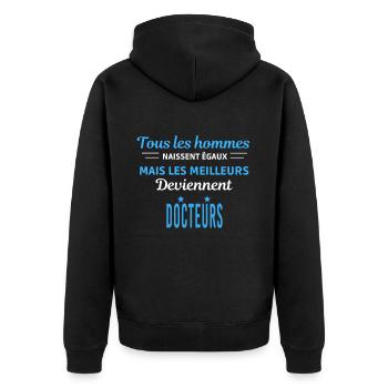 tous les hommes naissent égaux Docteurs - Veste à capuche bio Premium Unisexe - noir - Dos - Nico (187cm)