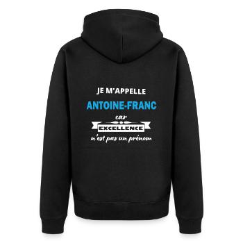 Je m'appelle excellence Antoine-Francois - Veste à capuche bio Premium Unisexe - noir - Dos - Nico (187cm)