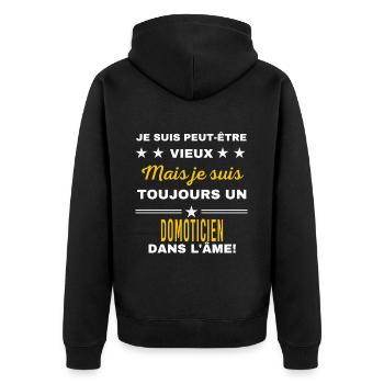 Je suis peut-être vieux DOMOTICIEN - Veste à capuche bio Premium Unisexe - noir - Dos - Nico (187cm)