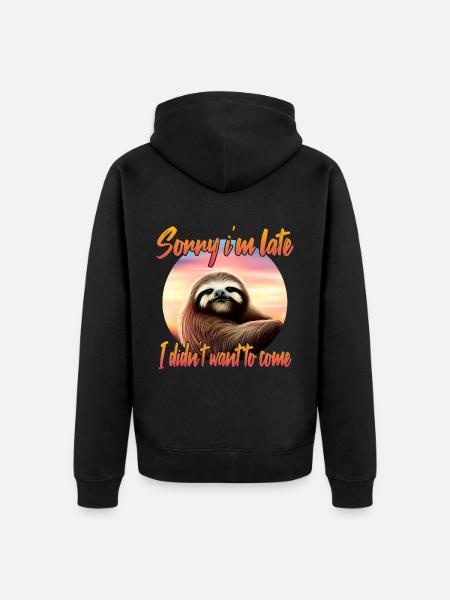 Grim sloth - Unisex Premium Organic Zip Hoodie - black
