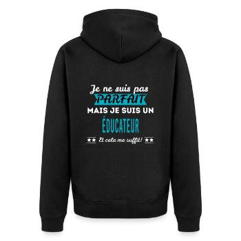 Je ne suis pas parfait ÉDUCATEUR - Veste à capuche bio Premium Unisexe - noir - Dos - Nico (187cm)