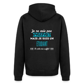 Je ne suis pas parfait ETUDIANT - Veste à capuche bio Premium Unisexe - noir - Dos - Nico (187cm)