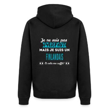 Je ne suis pas parfait FINLANDAIS - Veste à capuche bio Premium Unisexe - noir - Dos - Nico (187cm)