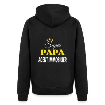 Super Papa AGENT IMMOBILIER ANNIVERSAIRE - Veste à capuche bio Premium Unisexe - noir - Dos - Nico (187cm)
