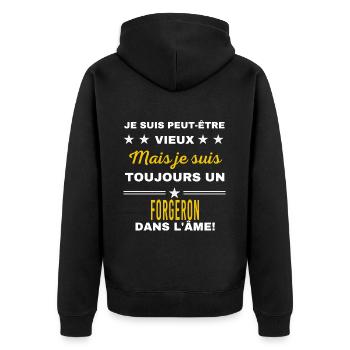 Je suis peut-être vieux FORGERON - Veste à capuche bio Premium Unisexe - noir - Dos - Nico (187cm)