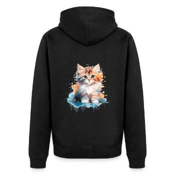 Kätzchen - Unisex Premium Bio Zip Hoodie - Schwarz - Hinten - Nico (187cm)