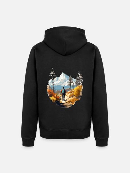 Wandern Berg Berge Bergsteigen Klettern Natur - Unisex Premium Bio Zip Hoodie - Schwarz