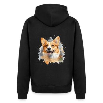 Corgi - Unisex Premium Bio Zip Hoodie - Schwarz - Hinten - Nico (187cm)