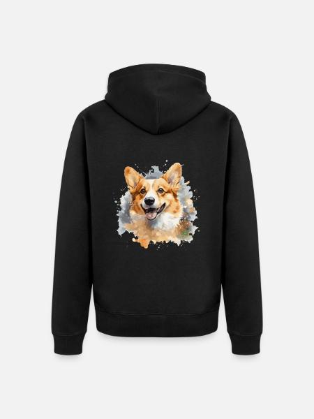 Corgi - Unisex Premium Bio Zip Hoodie - Schwarz