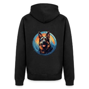 Deutscher Schäferhund - Unisex Premium Bio Zip Hoodie - Schwarz - Hinten - Nico (187cm)