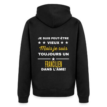 Je suis peut-être vieux FRANCILIEN - Veste à capuche bio Premium Unisexe - noir - Dos - Nico (187cm)