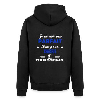 je ne suis pas parfait - idée de cadeau chasseur - Veste à capuche bio Premium Unisexe - noir - Dos - Nico (187cm)