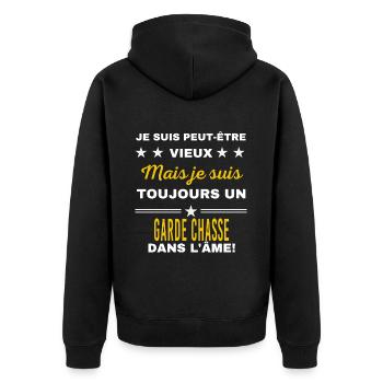 Je suis peut-être vieux GARDE CHASSE - Veste à capuche bio Premium Unisexe - noir - Dos - Nico (187cm)