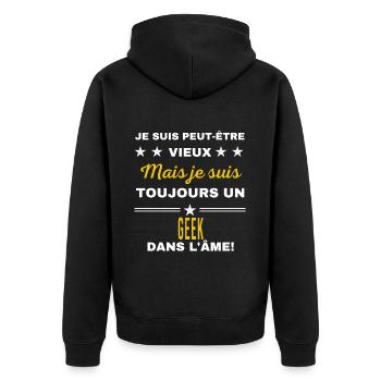 Je suis peut-être vieux GEEK - Veste à capuche bio Premium Unisexe - noir - Dos - Nico (187cm)