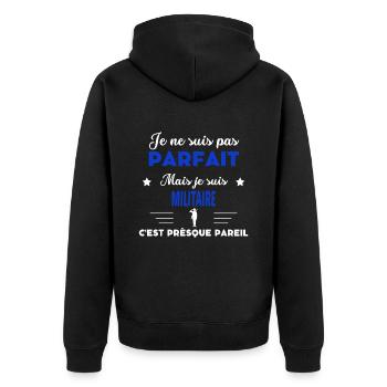 je ne suis pas parfait - idée de cadeau Militaire - Veste à capuche bio Premium Unisexe - noir - Dos - Nico (187cm)