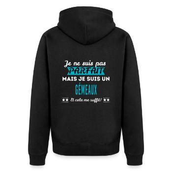 Je ne suis pas parfait GÉMEAUX - Veste à capuche bio Premium Unisexe - noir - Dos - Nico (187cm)
