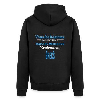 tous les hommes naissent égaux Grecs - Veste à capuche bio Premium Unisexe - noir - Dos - Nico (187cm)