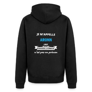Je m'appelle excellence Aronn - Veste à capuche bio Premium Unisexe - noir - Dos - Nico (187cm)