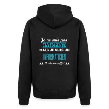 Je ne suis pas parfait INFORMATICIEN - Veste à capuche bio Premium Unisexe - noir - Dos - Nico (187cm)