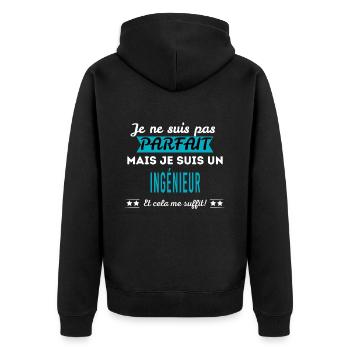 Je ne suis pas parfait INGÉNIEUR - Veste à capuche bio Premium Unisexe - noir - Dos - Nico (187cm)