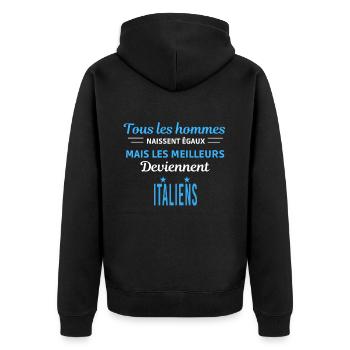 tous les hommes naissent égaux Italiens - Veste à capuche bio Premium Unisexe - noir - Dos - Nico (187cm)