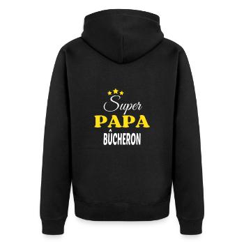 Super Papa BÛCHERON ANNIVERSAIRE - Veste à capuche bio Premium Unisexe - noir - Dos - Nico (187cm)