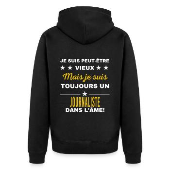 Je suis peut-être vieux JOURNALISTE - Veste à capuche bio Premium Unisexe - noir - Dos - Nico (187cm)