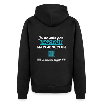 Je ne suis pas parfait KINÉ - Veste à capuche bio Premium Unisexe - noir - Dos - Nico (187cm)