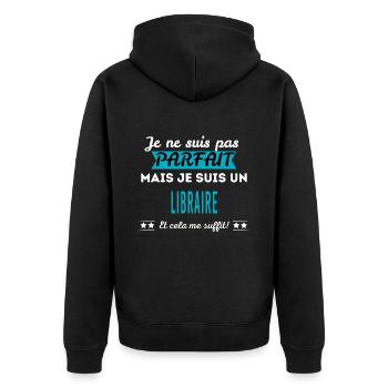 Je ne suis pas parfait LIBRAIRE - Veste à capuche bio Premium Unisexe - noir - Dos - Nico (187cm)
