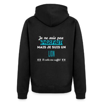 Je ne suis pas parfait LION - Veste à capuche bio Premium Unisexe - noir - Dos - Nico (187cm)