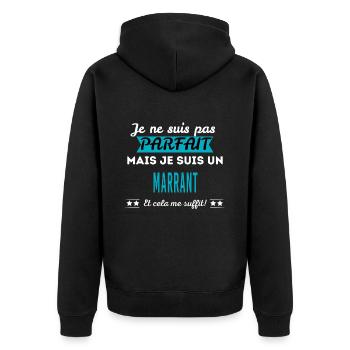 Je ne suis pas parfait MARRANT - Veste à capuche bio Premium Unisexe - noir - Dos - Nico (187cm)