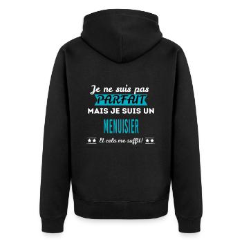 Je ne suis pas parfait MENUISIER - Veste à capuche bio Premium Unisexe - noir - Dos - Nico (187cm)