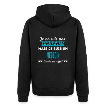 Je ne suis pas parfait MÉDECIN - Veste à capuche bio Premium Unisexe - noir - Dos - Nico (187cm)
