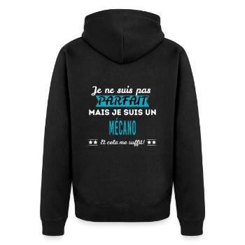 Je ne suis pas parfait MÉCANO - Veste à capuche bio Premium Unisexe - noir - Dos - Nico (187cm)