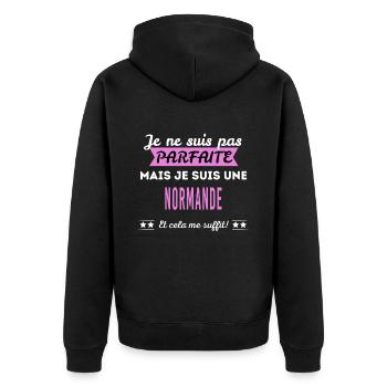 Je ne suis pas parfaite Normande - Veste à capuche bio Premium Unisexe - noir - Dos - Nico (187cm)