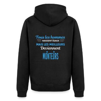 tous les hommes naissent égaux Monteurs - Veste à capuche bio Premium Unisexe - noir - Dos - Nico (187cm)