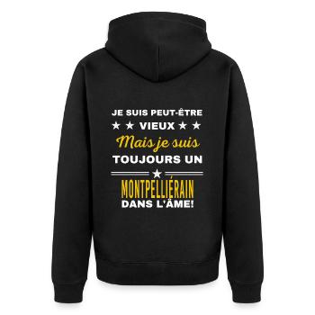 Je suis peut-être vieux MONTPELLIÉRAIN - Veste à capuche bio Premium Unisexe - noir - Dos - Nico (187cm)